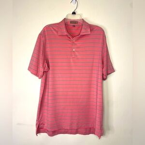 Men's Peter Millar Summer Comfort Pink Striped Golf Preppy Polo Medium